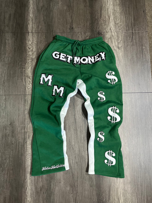 Motion Man Green flared sweatpants in Premium Cotton - Retro Style for All Seasons